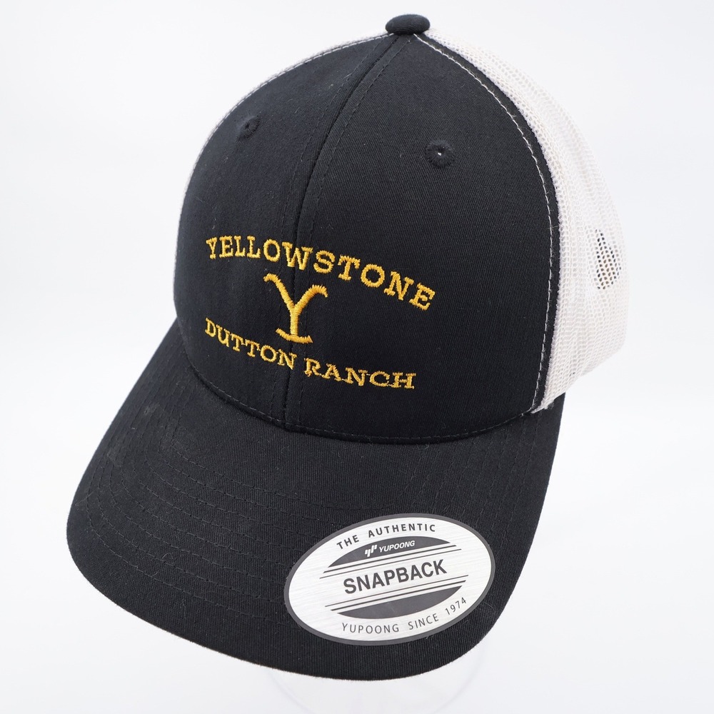 Yellowstone Dutton Ranch Trucker Hat Black‎ White Mens Yupoong Cap